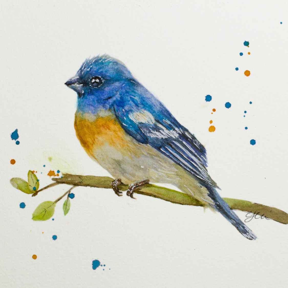 Blue Bird Watercolor Art Print | Yui Art