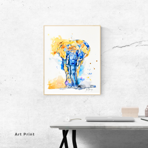 Watercolor abstract Elephant Art Prints