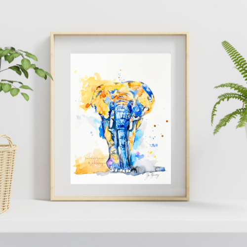 Watercolor abstract Elephant Art Prints