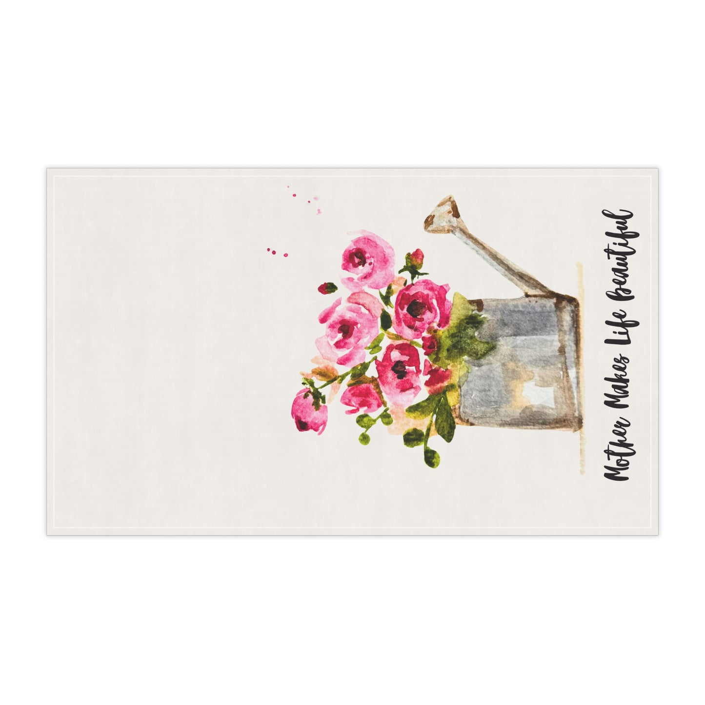 Floral Garden Tea Towels - 'Mother Makes Life Beautiful' Design - Cotton & Poly Blend