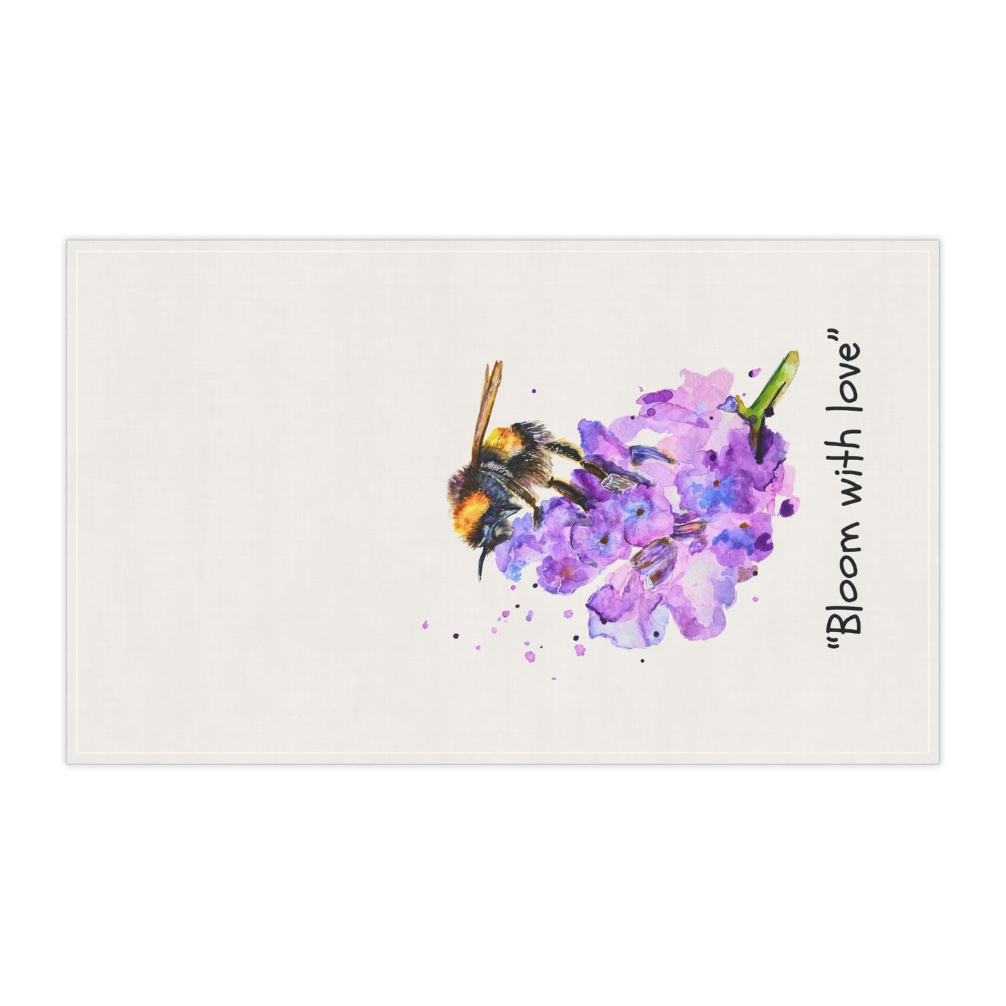 Kitchen Tea Towel - Bee Lavender Watercolor " Bloom with love"