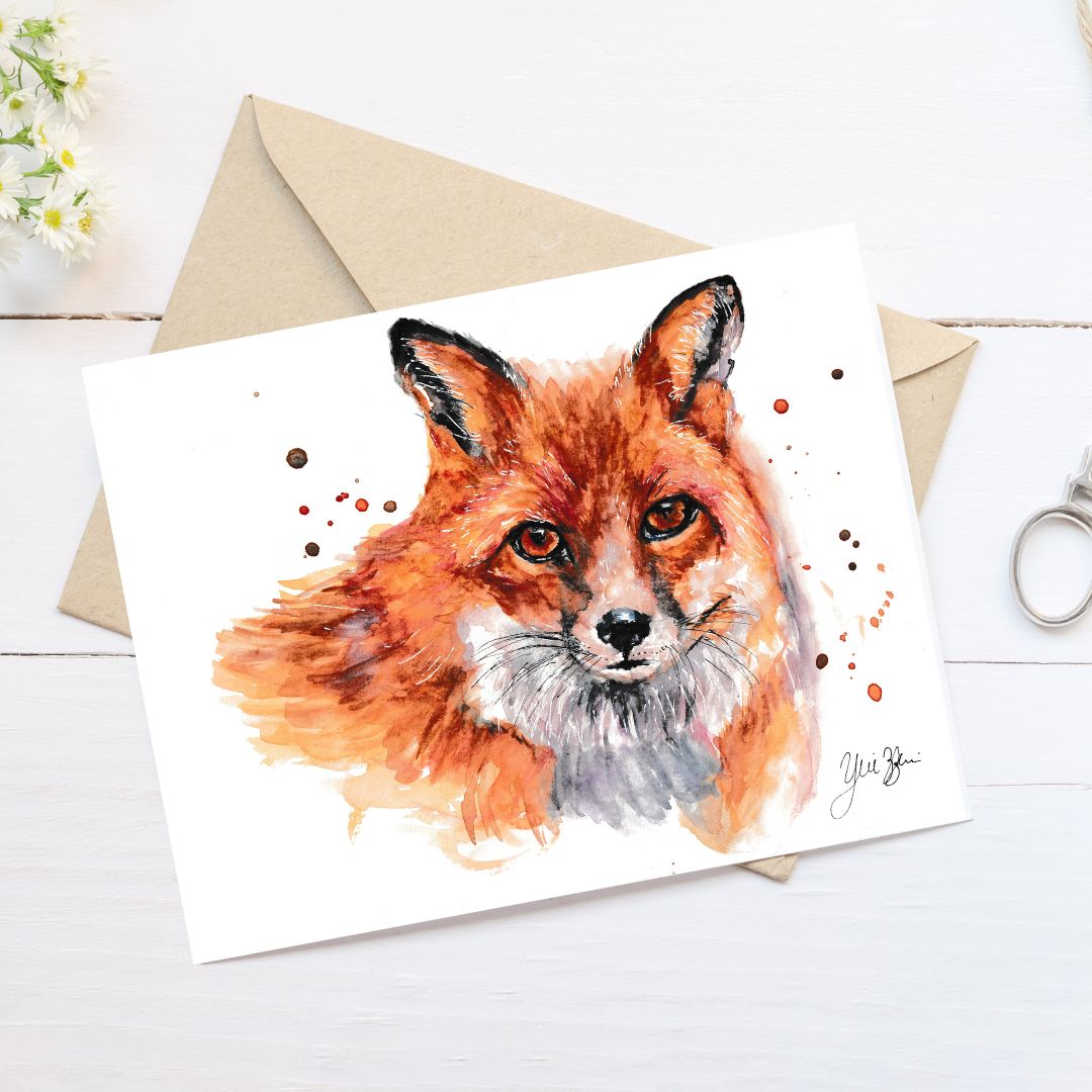 Red fox hang out greeting card