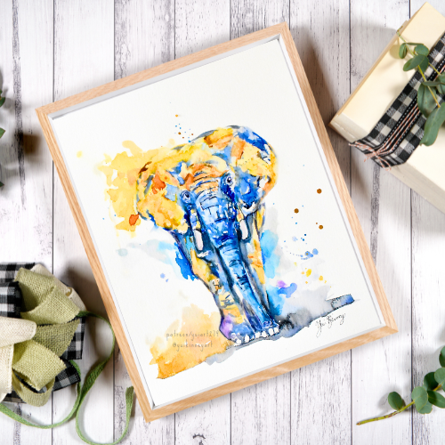 Watercolor abstract Elephant Art Prints