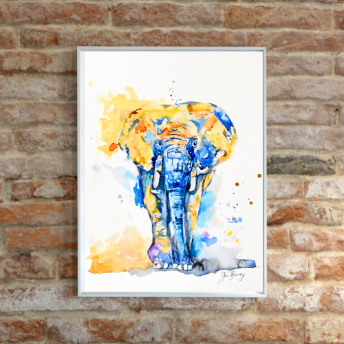 Watercolor abstract Elephant Art Prints