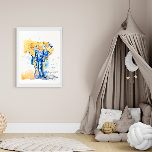 Watercolor abstract Elephant Art Prints