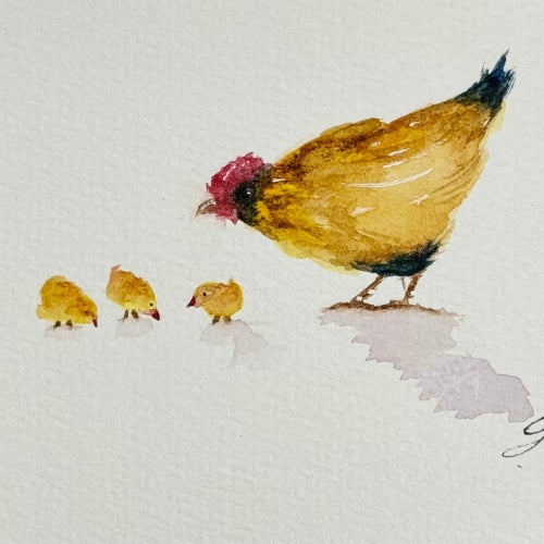 Chicken Barn animal and 3 Chicks Note Card