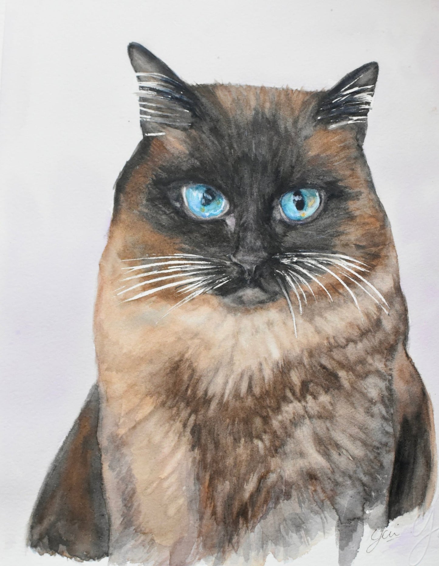 Fine Art Custom Pet and Animal Portrait in Watercolor - Yuiart