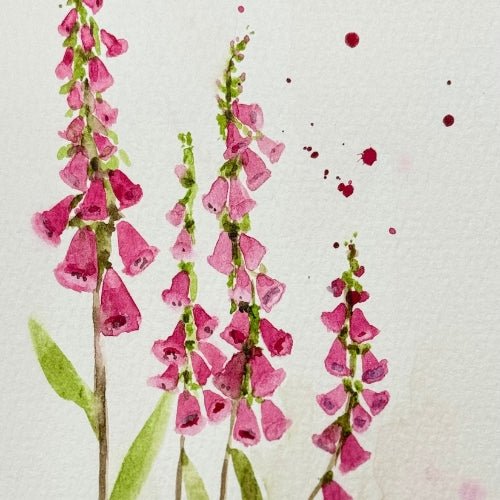 Pink Foxglove Note Card - Yuiart