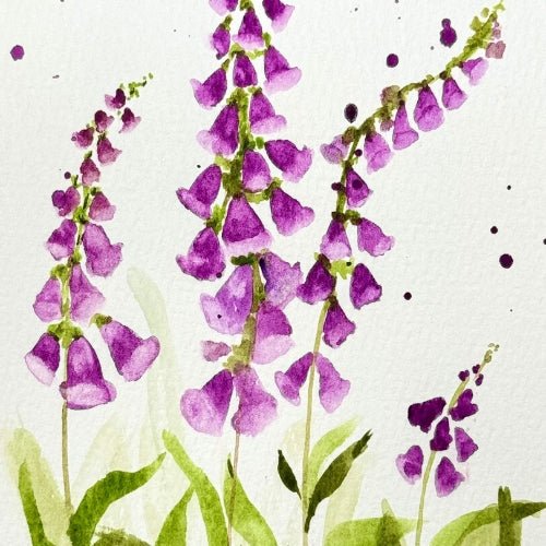 Purple Foxglove Note Card - Yuiart