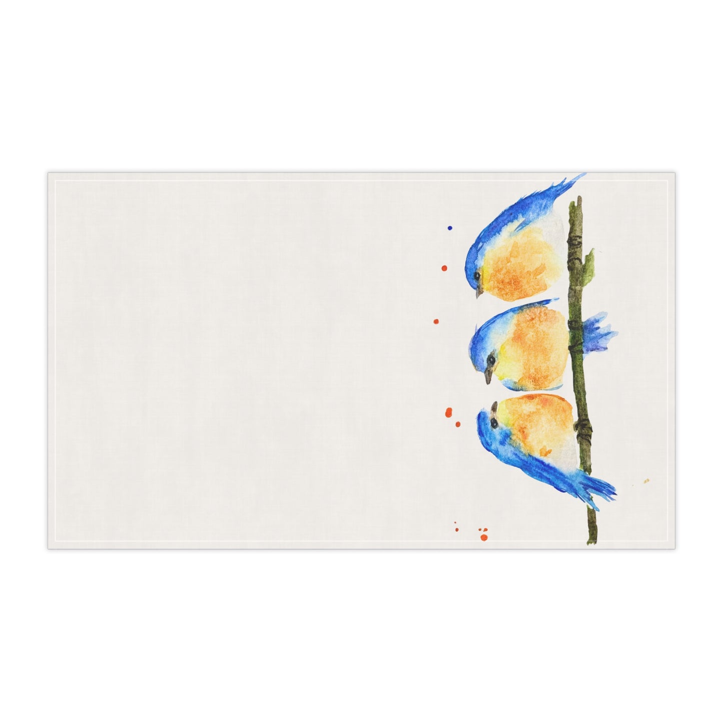 Kitchen Tea Towel - Blue Birds Watercolor