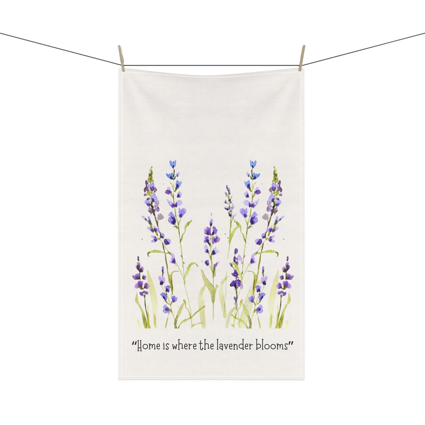 Lavender Bloom Cotton Tea Towels -  " Home is where the lavender blooms"