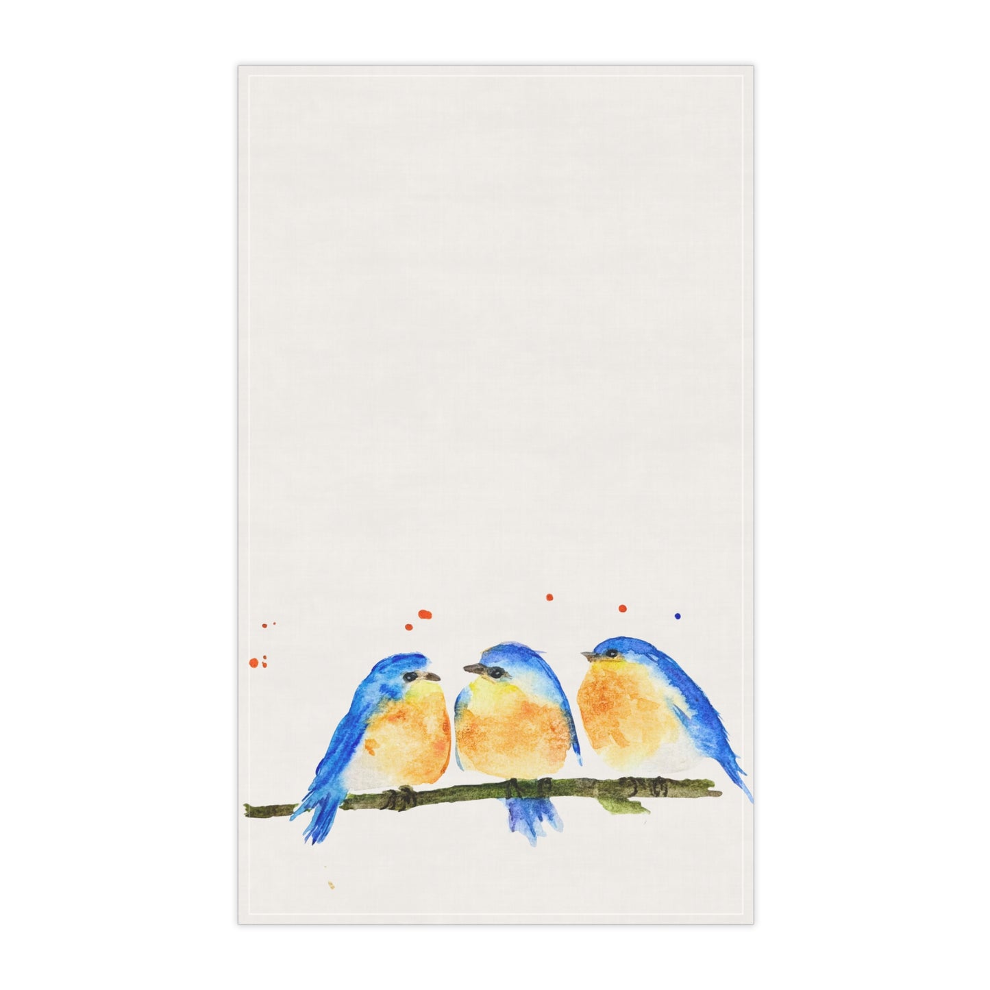 Kitchen Tea Towel - Blue Birds Watercolor