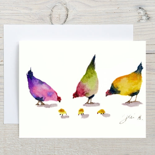 Colorful Chicken Barn animal Family Note Card