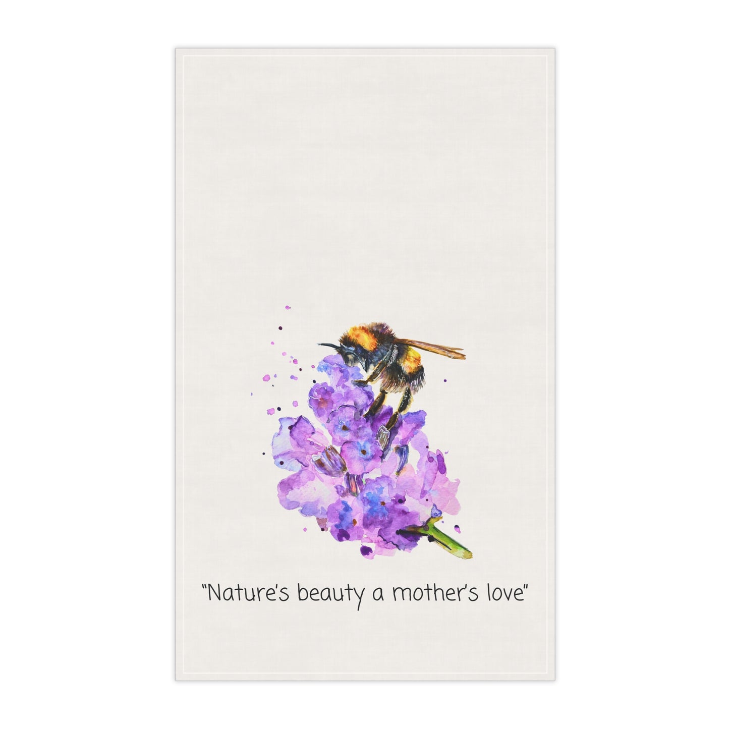 Kitchen Tea Towel - Bee Lavender Watercolor Nature's Beauty Mother's Love