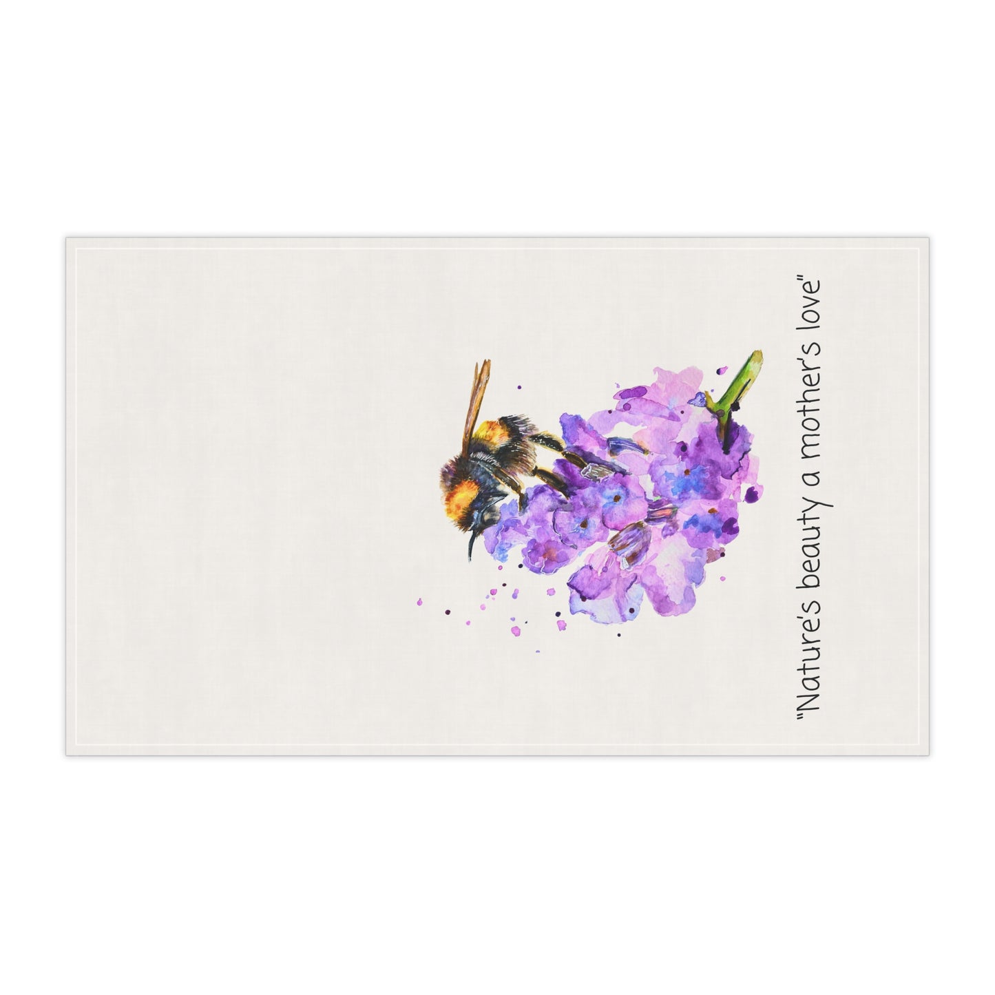 Kitchen Tea Towel - Bee Lavender Watercolor Nature's Beauty Mother's Love