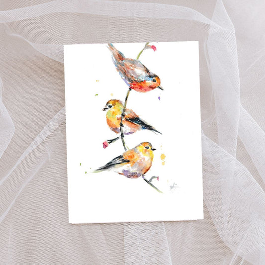 3 Birds hang out greeting card