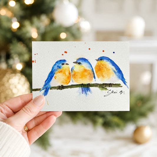 Blue Bird Holiday Card - Greeting Card with Envelope