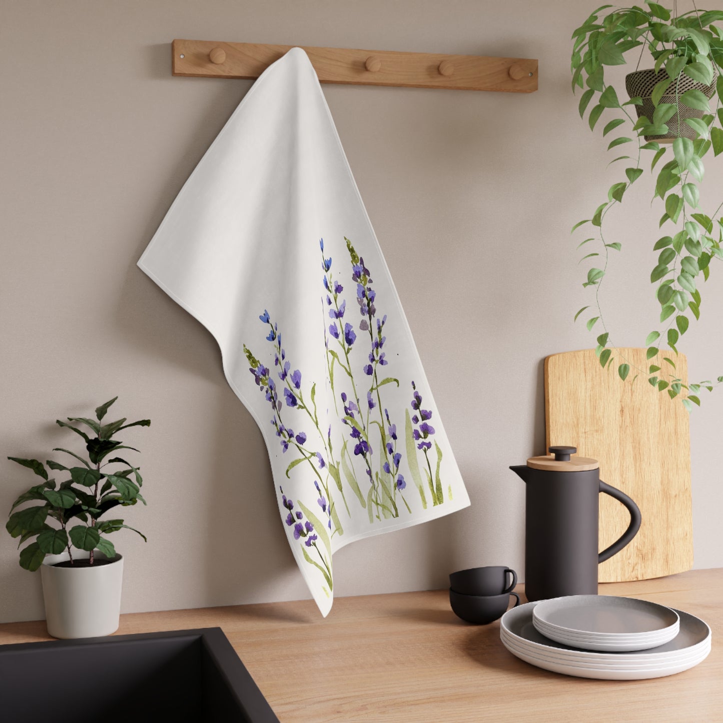 Lavender Bloom Cotton Tea Towels - Elegant Kitchen Décor for Home & Gifts