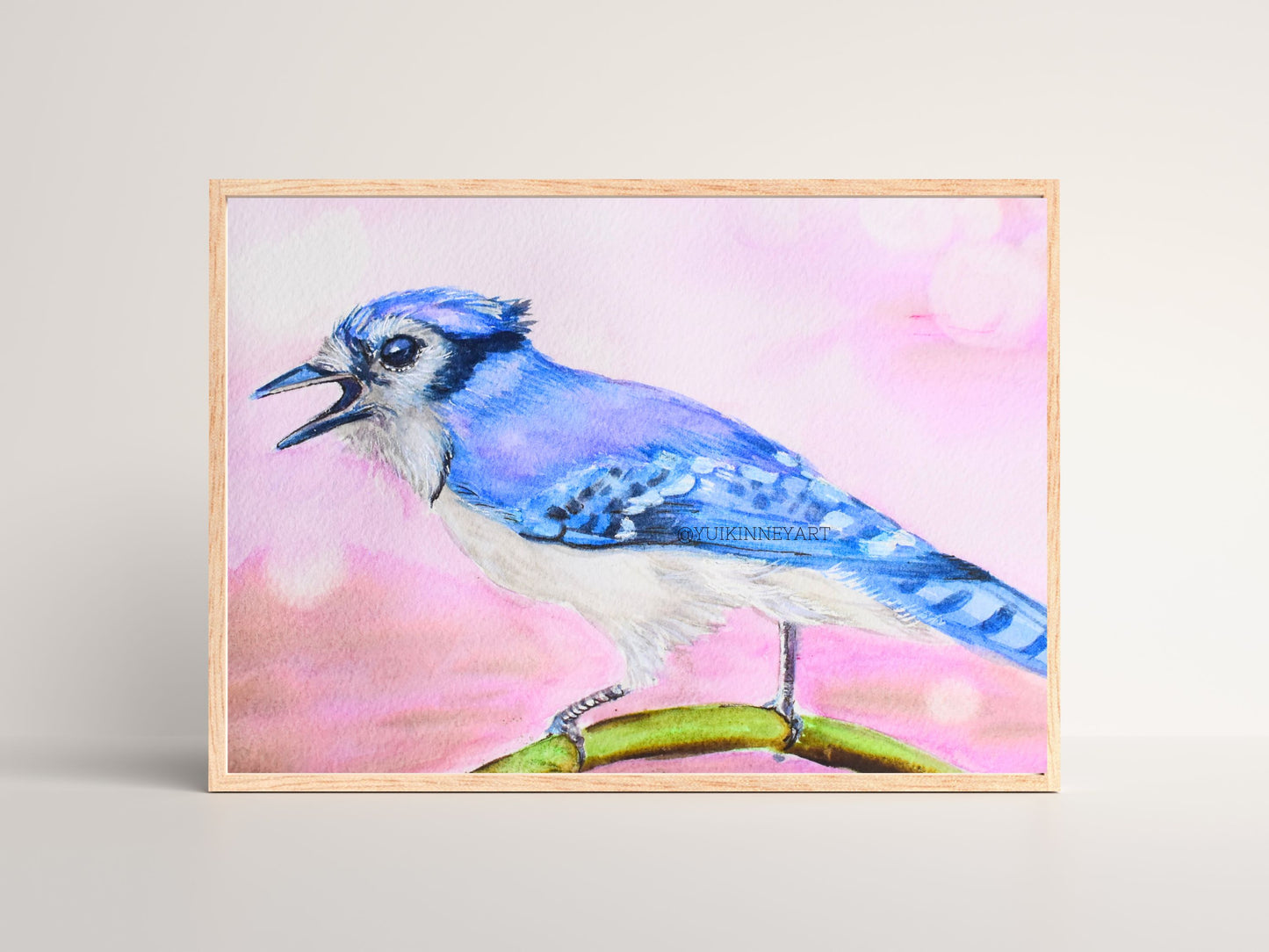 Bluejay Dreamy Magenta Watercolor Art Print