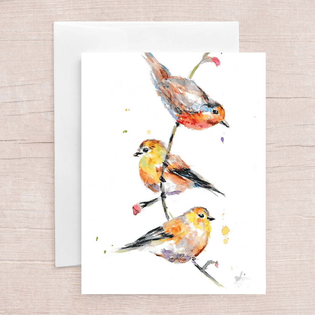 3 Birds hang out greeting card - Yuiart