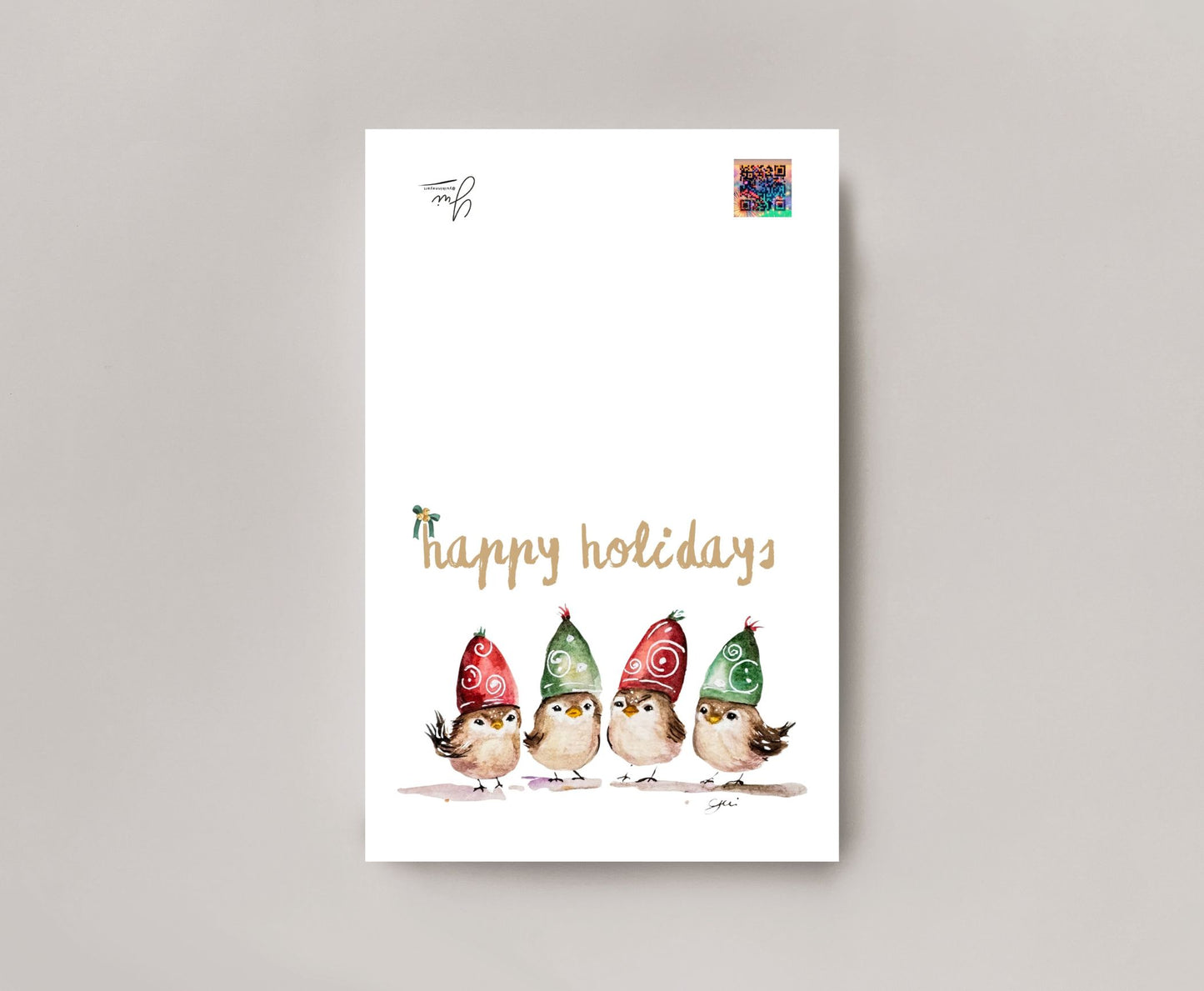 Merry Christmas - Birds Holiday blank note card with Envelope