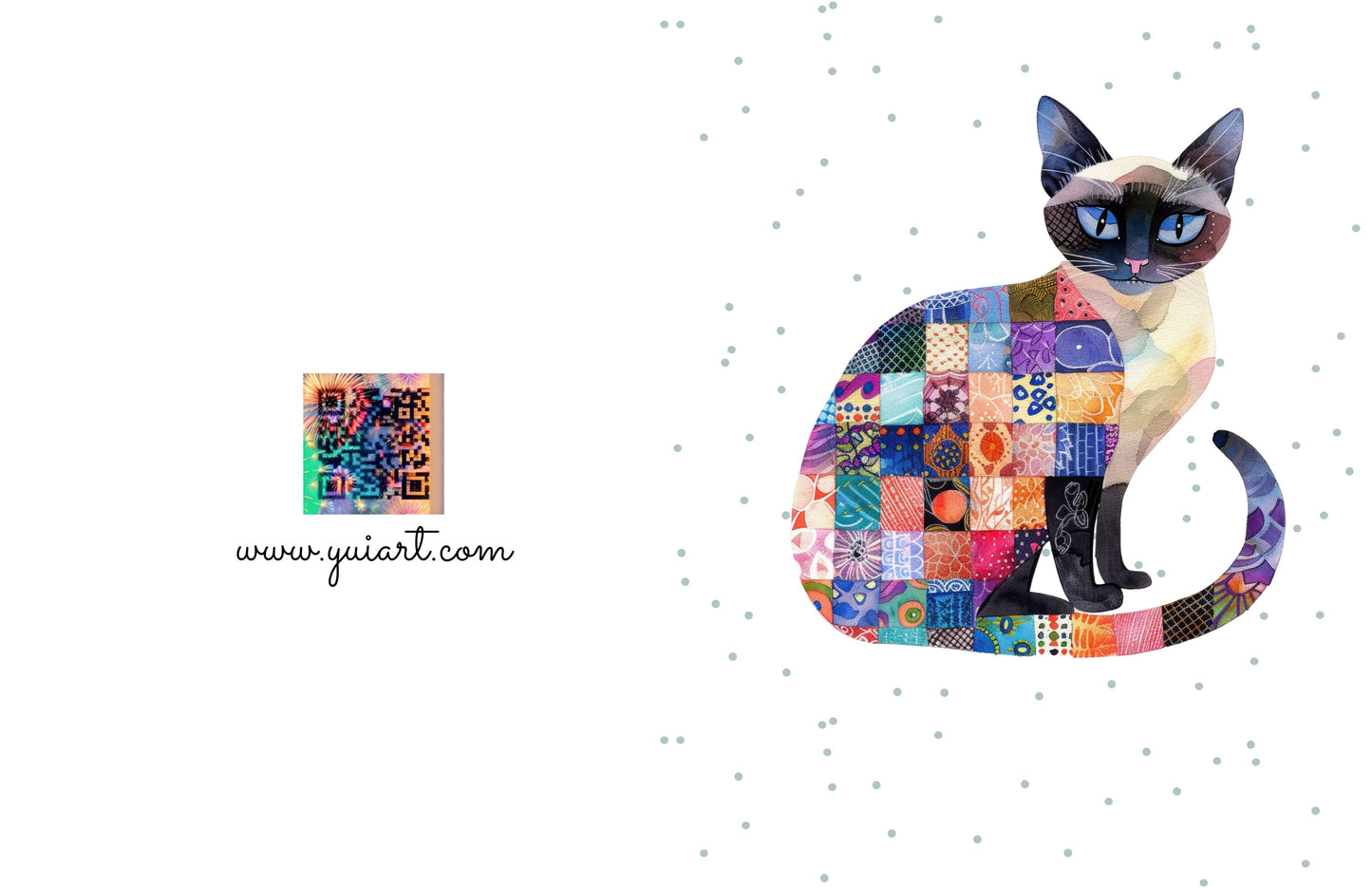 Cat Patchwork Blank Note Card