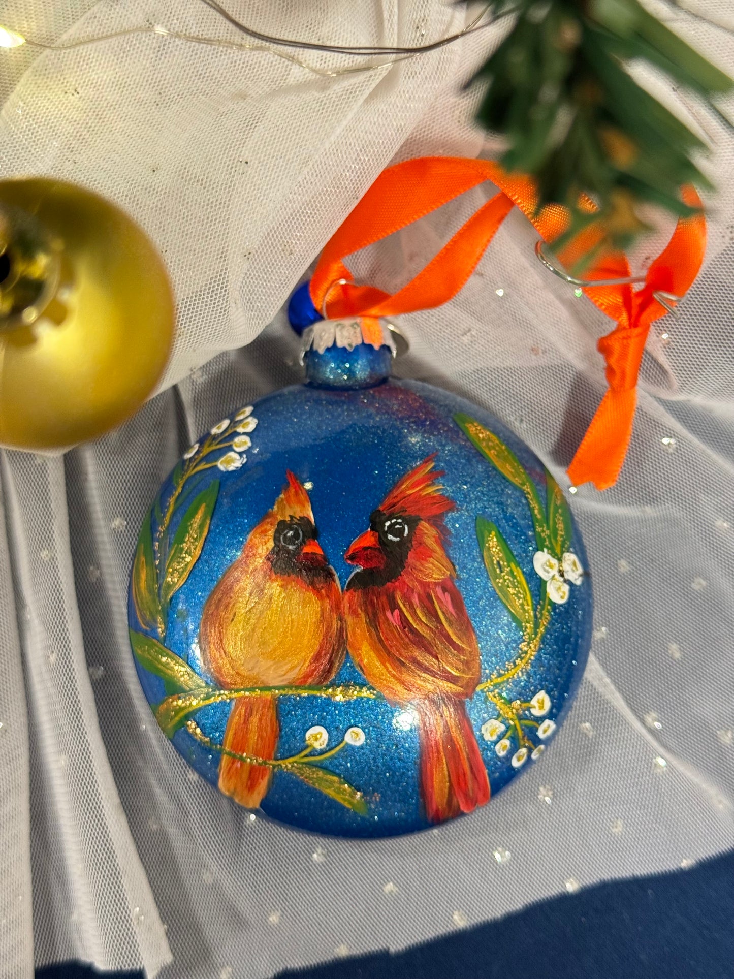 Love cardinal glass ornaments