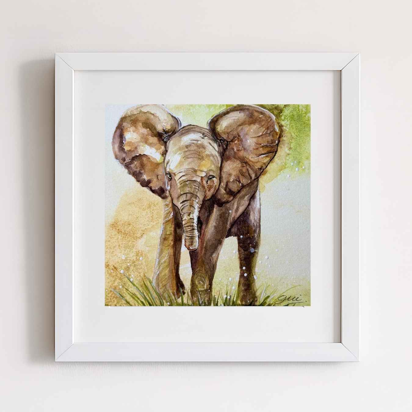 Baby Elephant Art Print | Yui Art - Yuiart