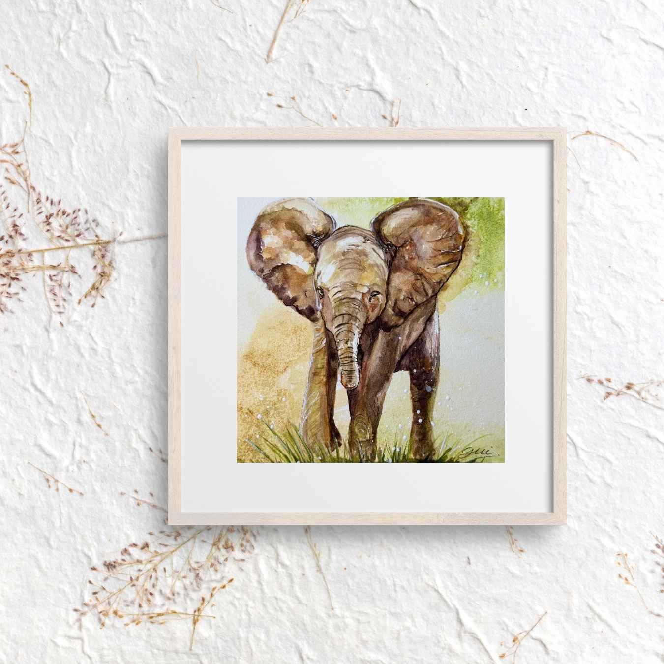 Baby Elephant Art Print | Yui Art - Yuiart