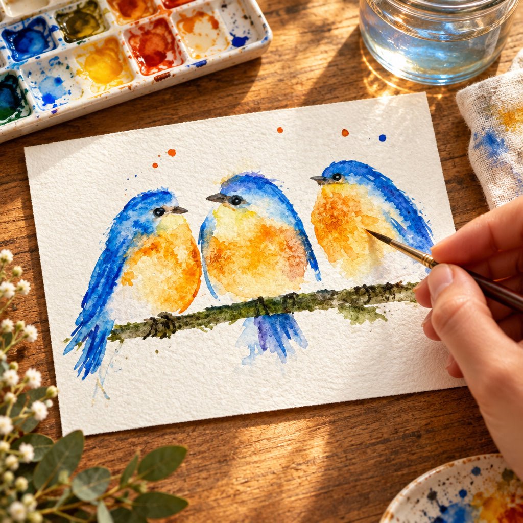 Blue Bird Holiday Card - Greeting Card with Envelope - Yuiart