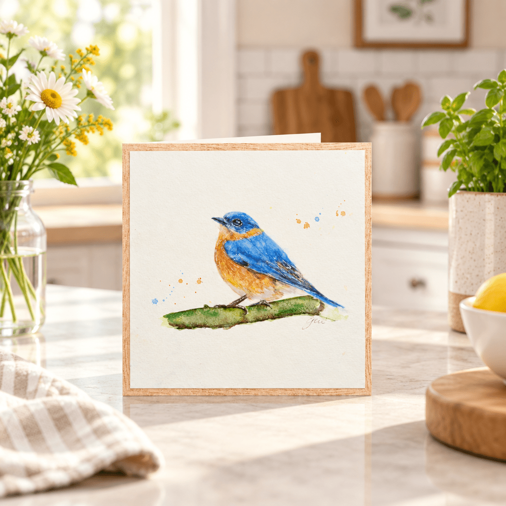 Blue Bird Watercolor Art Print | Yui Art - Yuiart