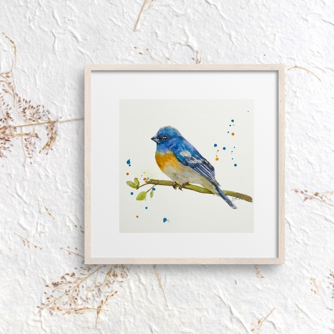 Blue Bird Watercolor Art Print | Yui Art - Yuiart