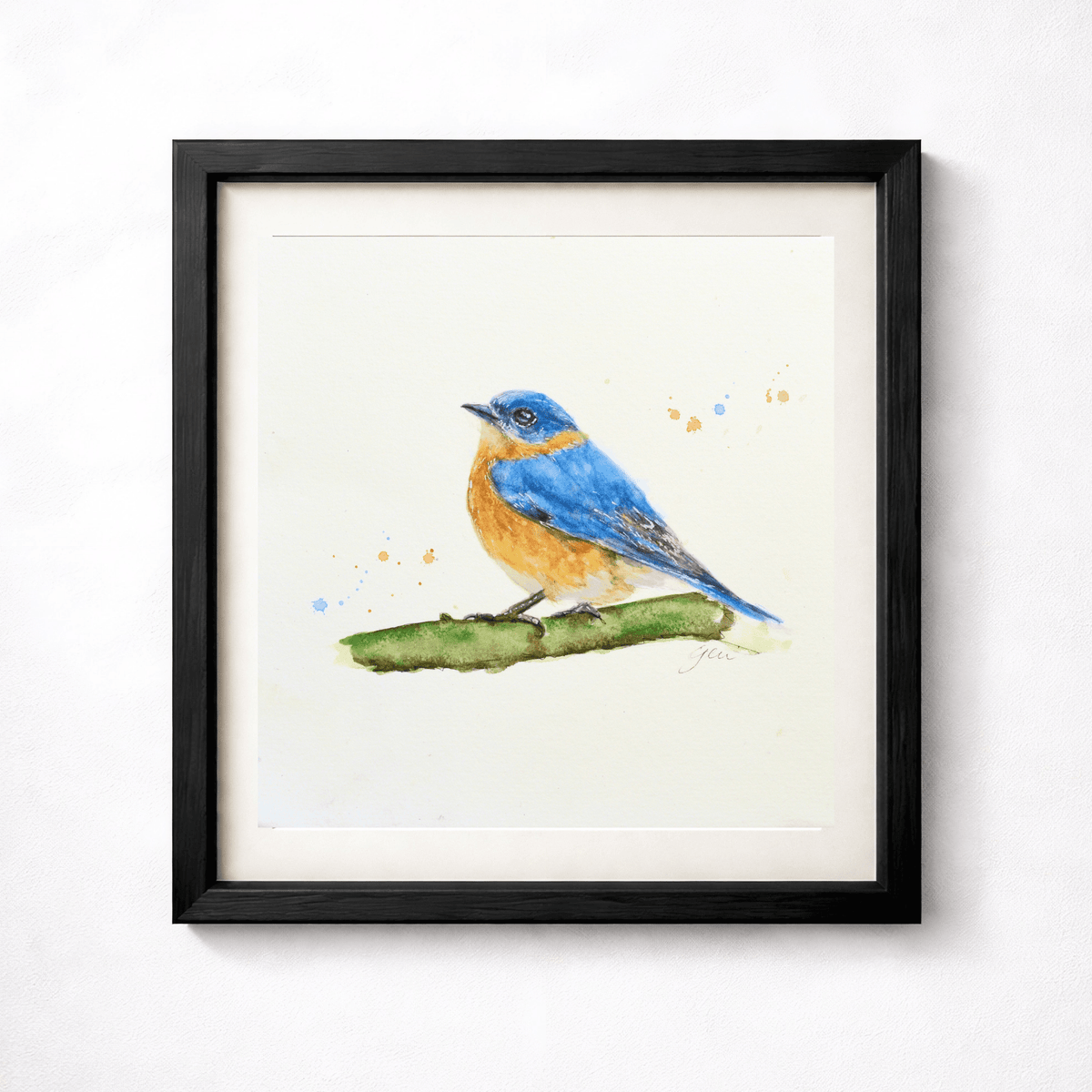 Blue Bird Watercolor Art Print | Yui Art - Yuiart