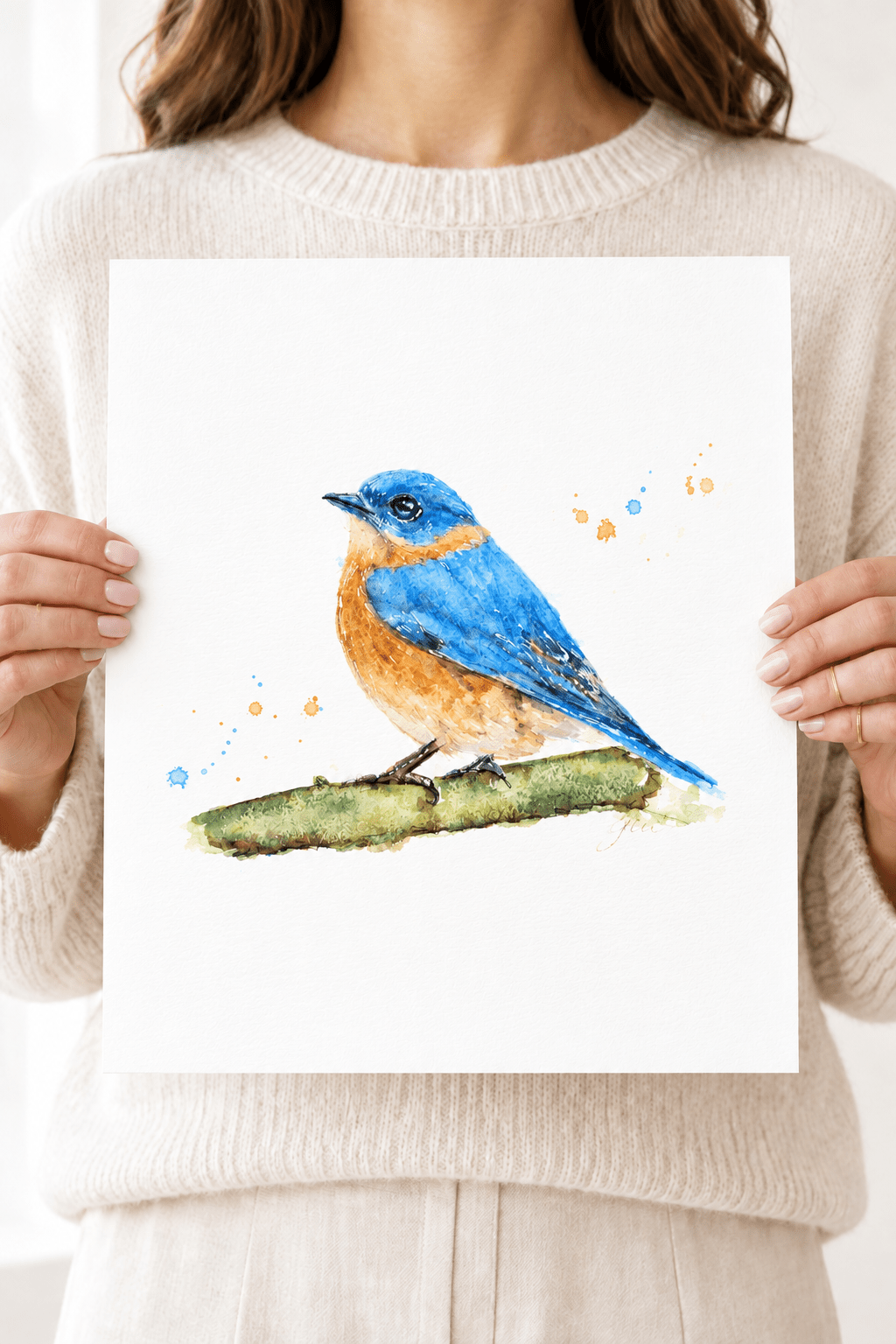 Blue Bird Watercolor Art Print | Yui Art - Yuiart