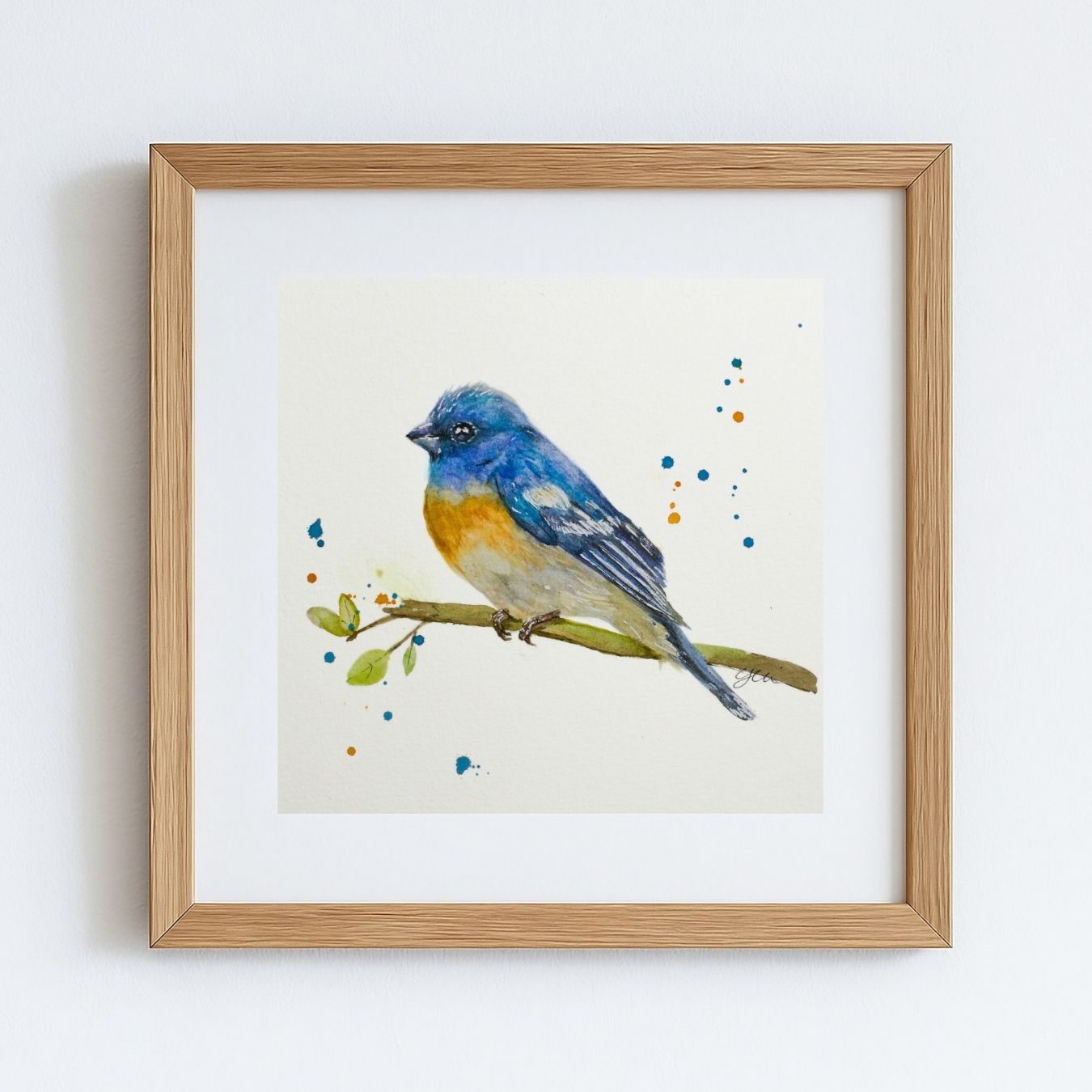 Blue Bird Watercolor Art Print | Yui Art - Yuiart