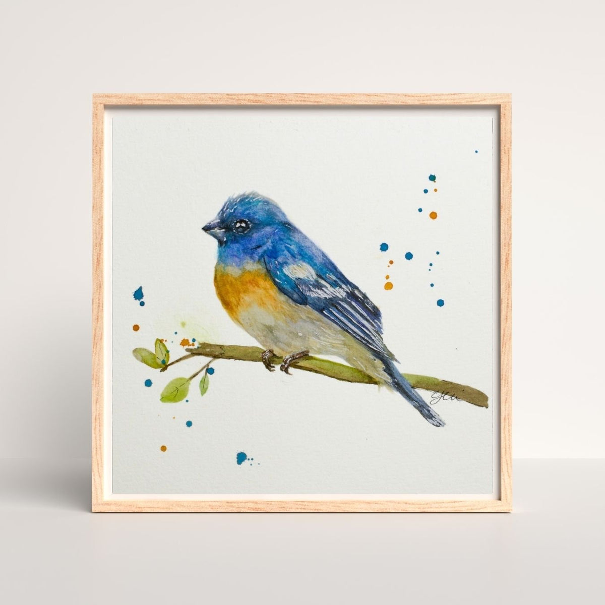 Blue Bird Watercolor Art Print | Yui Art - Yuiart