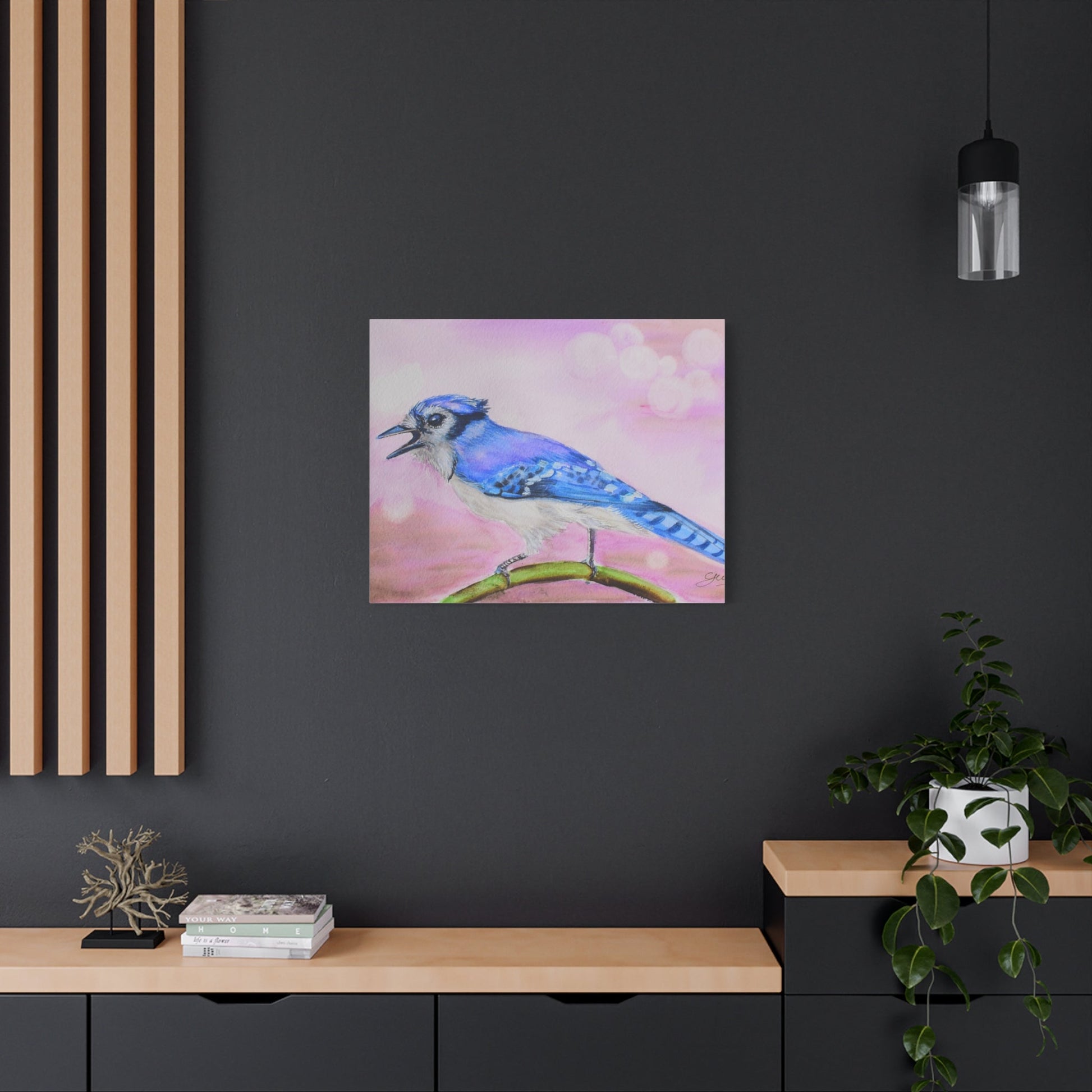 Blue Jay Art Canvas Wall Decor - Vibrant Bird Painting for Nature Lovers - Yuiart