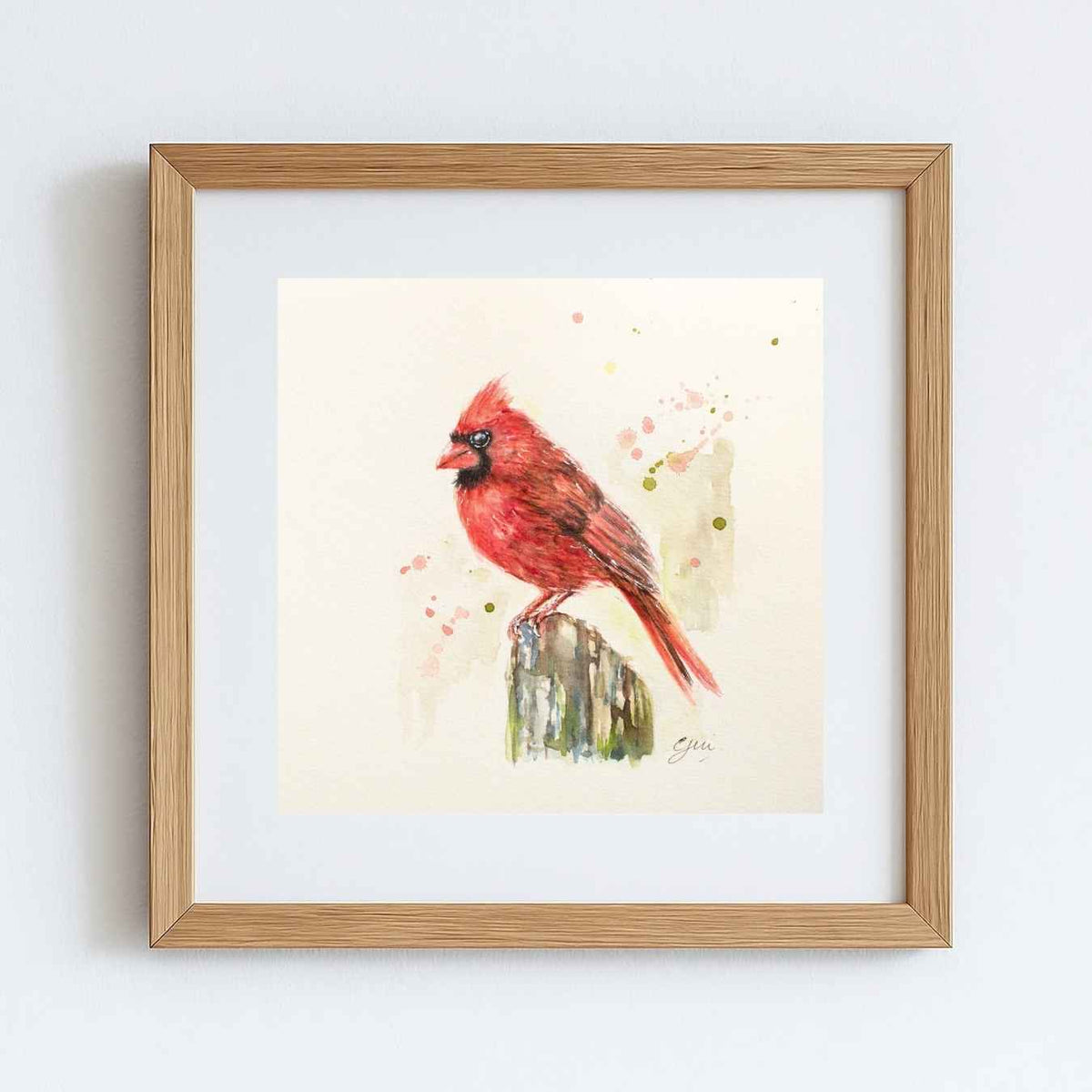Cardinal Bird Watercolor Art Print | Yui Art - Yuiart
