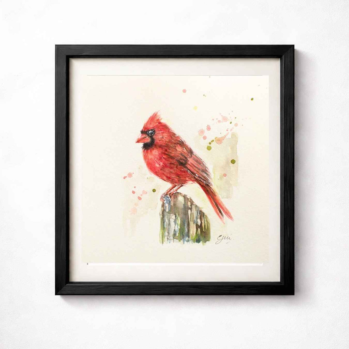 Cardinal Bird Watercolor Art Print | Yui Art - Yuiart