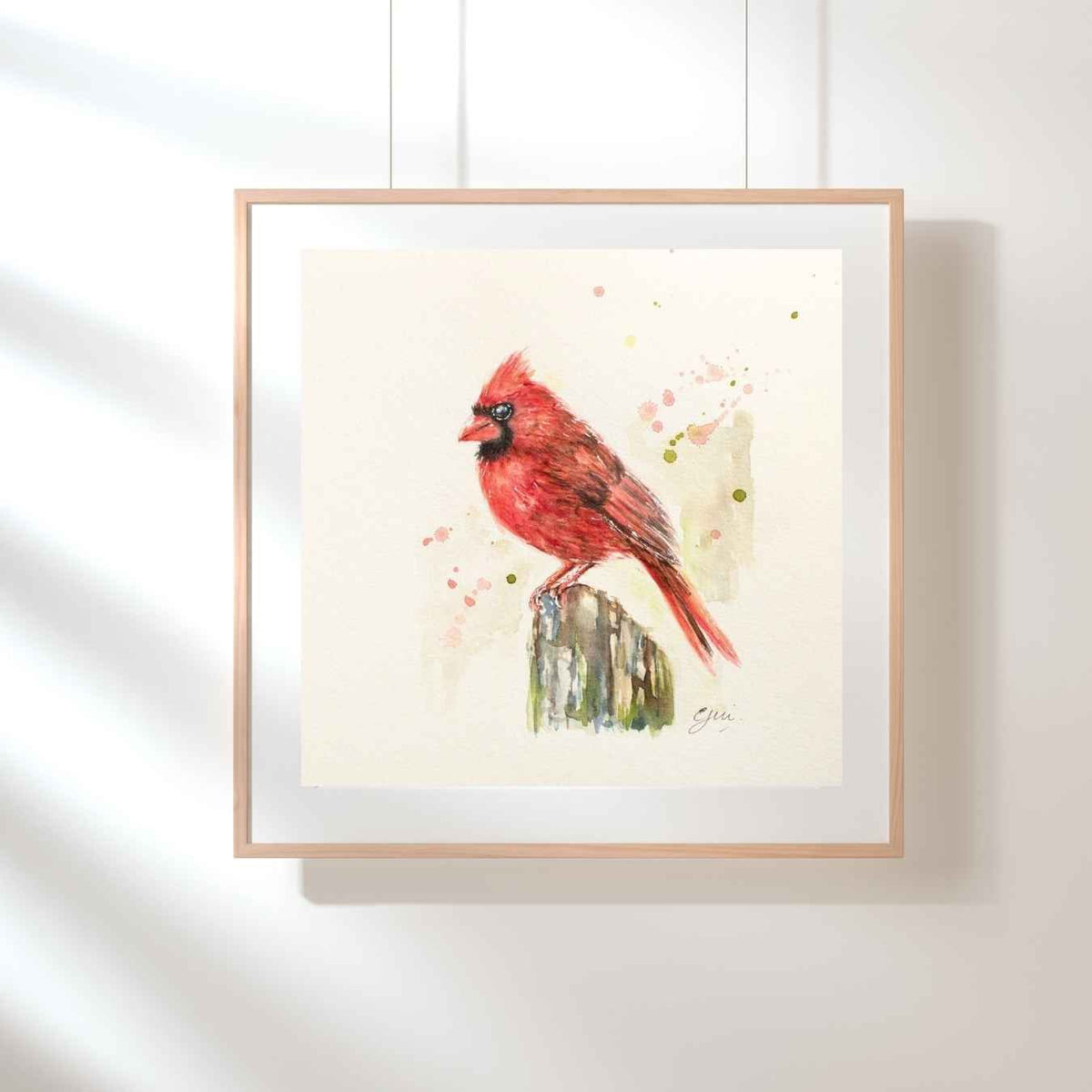 Cardinal Bird Watercolor Art Print | Yui Art - Yuiart