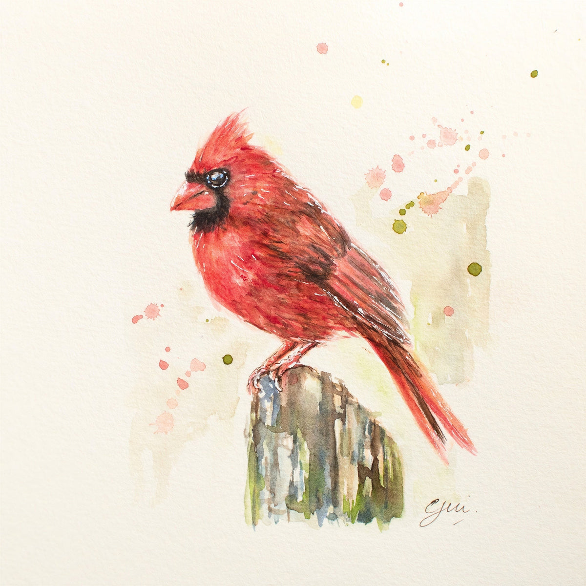 Cardinal Bird Watercolor Art Print | Yui Art - Yuiart