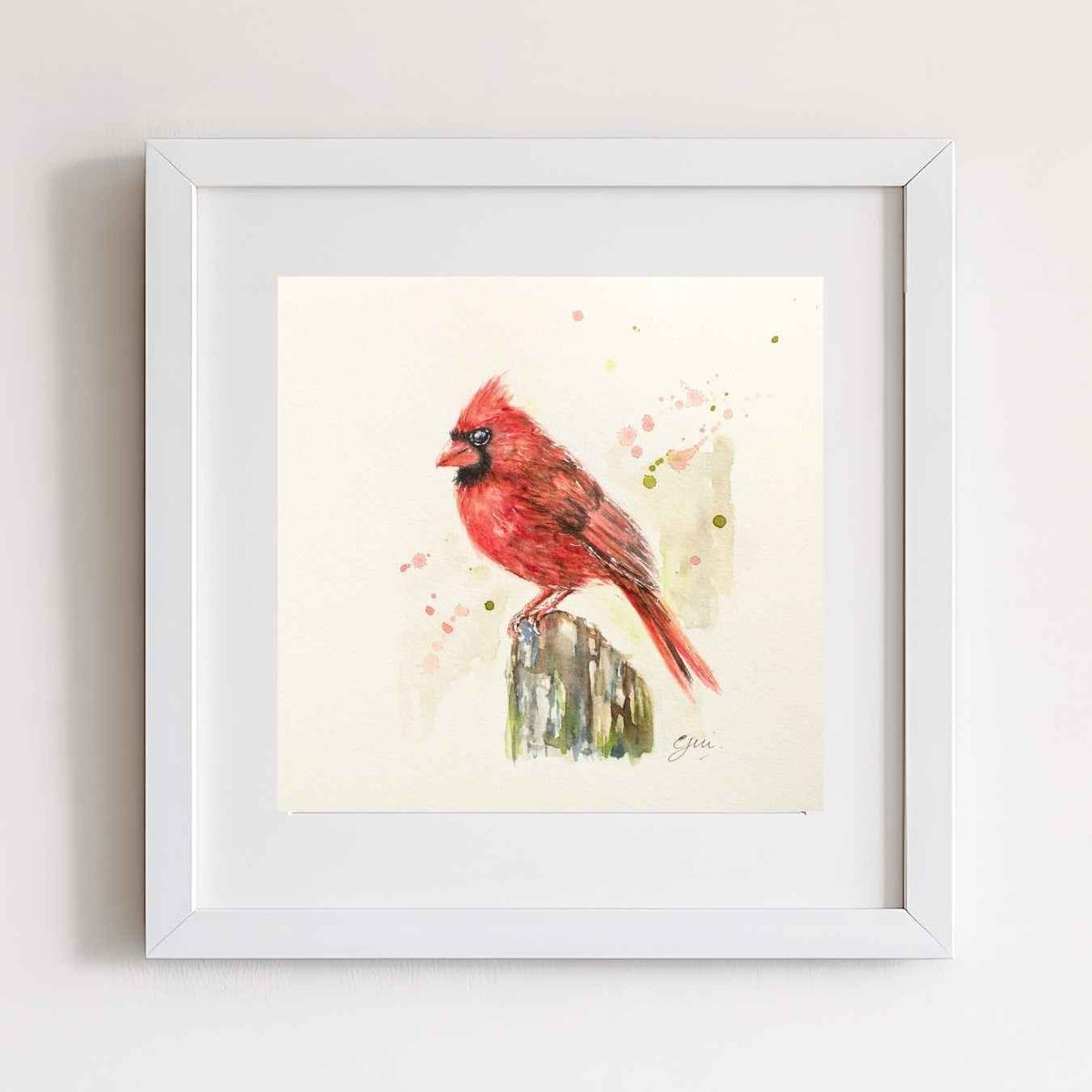 Cardinal Bird Watercolor Art Print | Yui Art - Yuiart