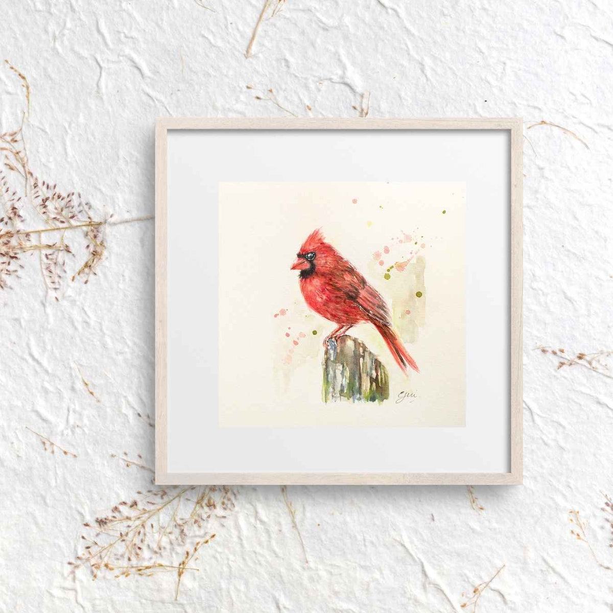 Cardinal Bird Watercolor Art Print | Yui Art - Yuiart