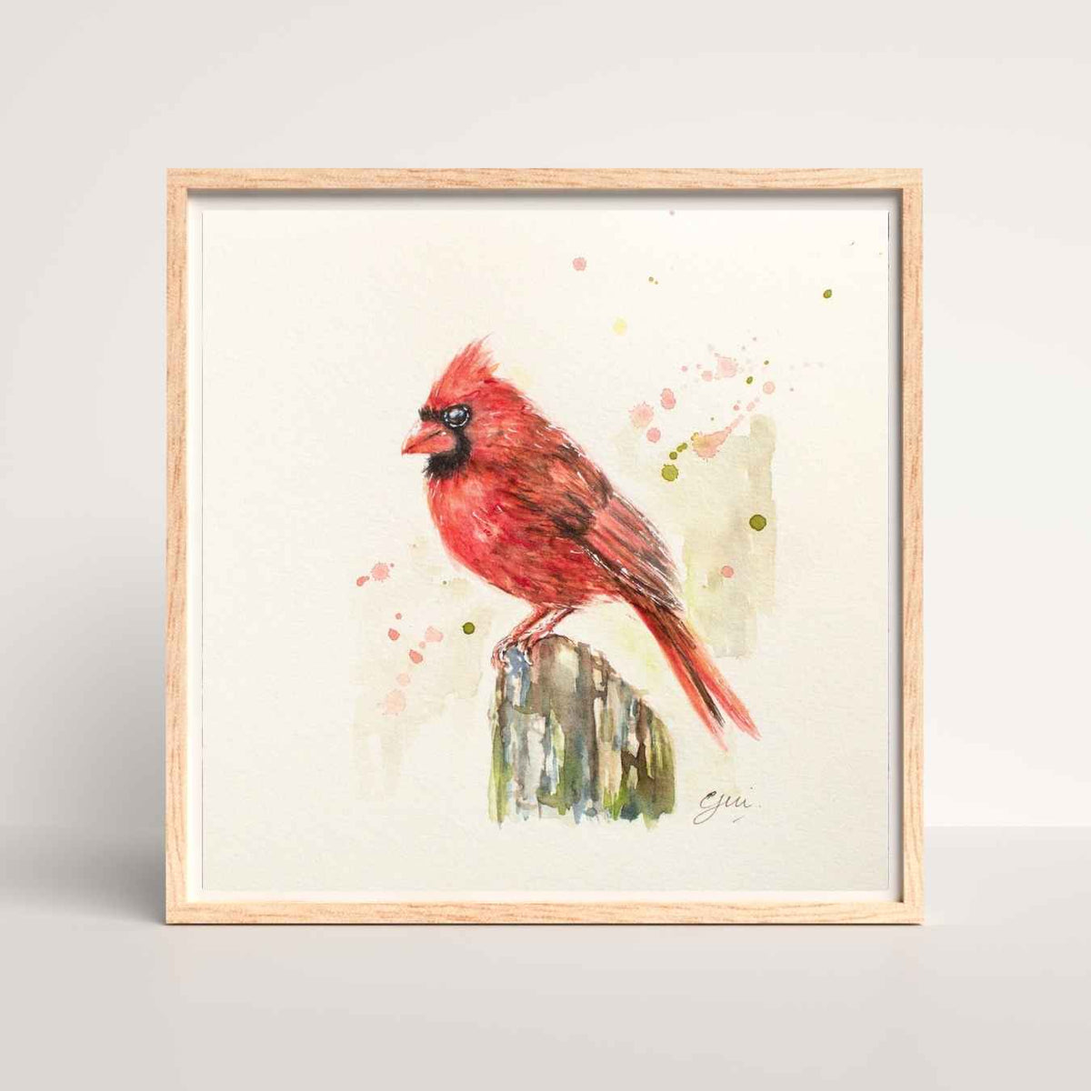 Cardinal Bird Watercolor Art Print | Yui Art - Yuiart
