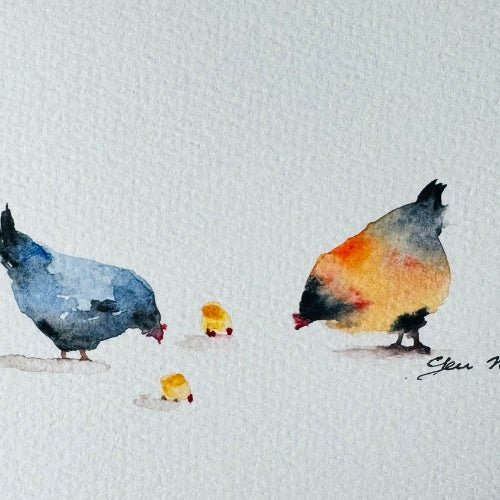Chicken Barn animal Family Note Card - Yuiart