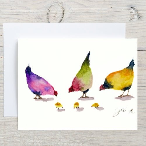 Colorful Chicken Barn animal Family Note Card - Yuiart
