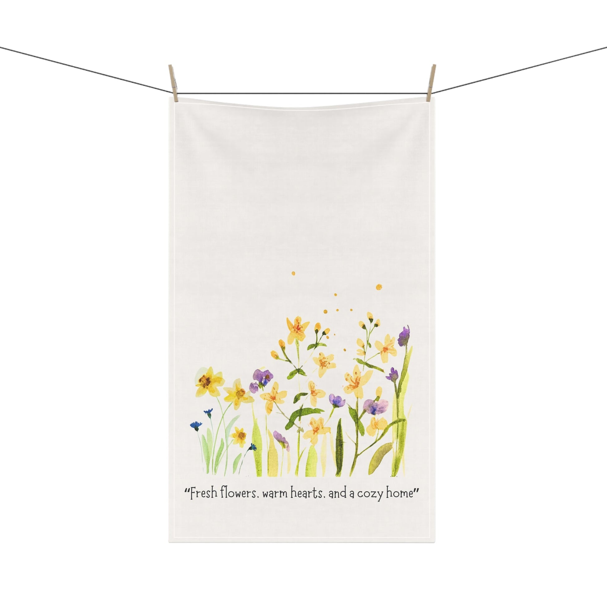 Cotton Tea Towels - "Fresh flowers, warm hearts, and a cozy home" - Yuiart
