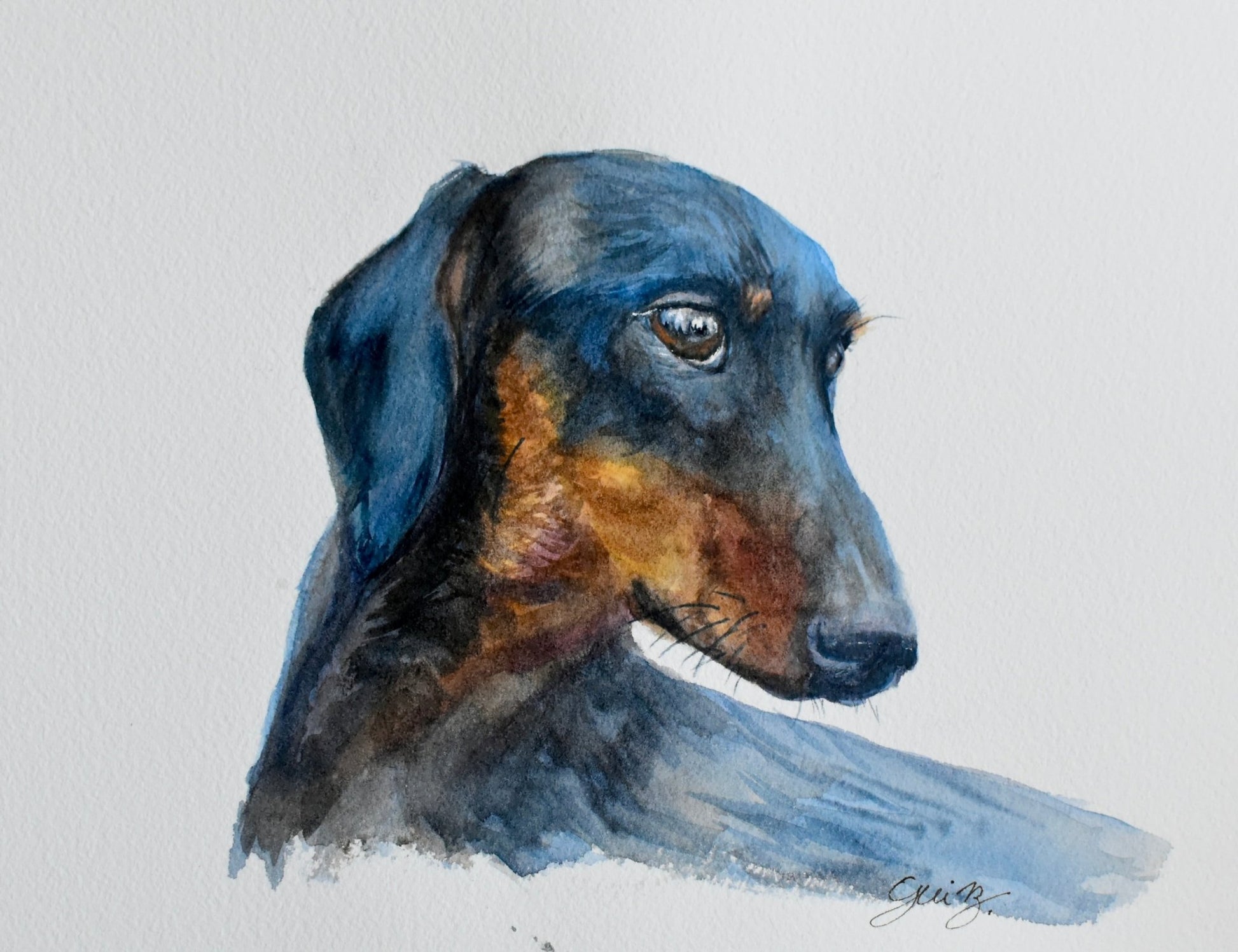 Fine Art Custom Pet and Animal Portrait in Watercolor - Yuiart
