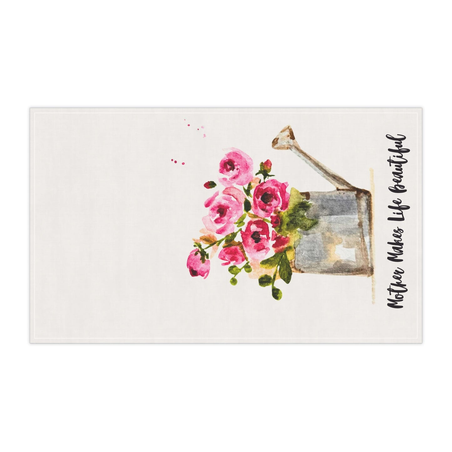 Floral Garden Tea Towels - 'Mother Makes Life Beautiful' Design - Cotton & Poly Blend - Yuiart