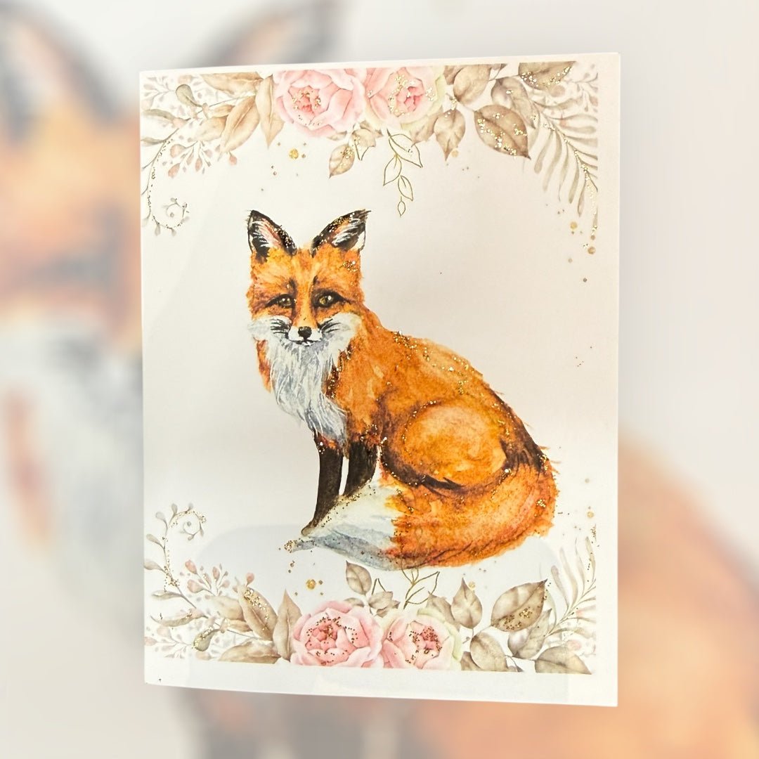 Fox Holiday Greeting Card - Watercolor Christmas Card with Envelope Description: - Yuiart